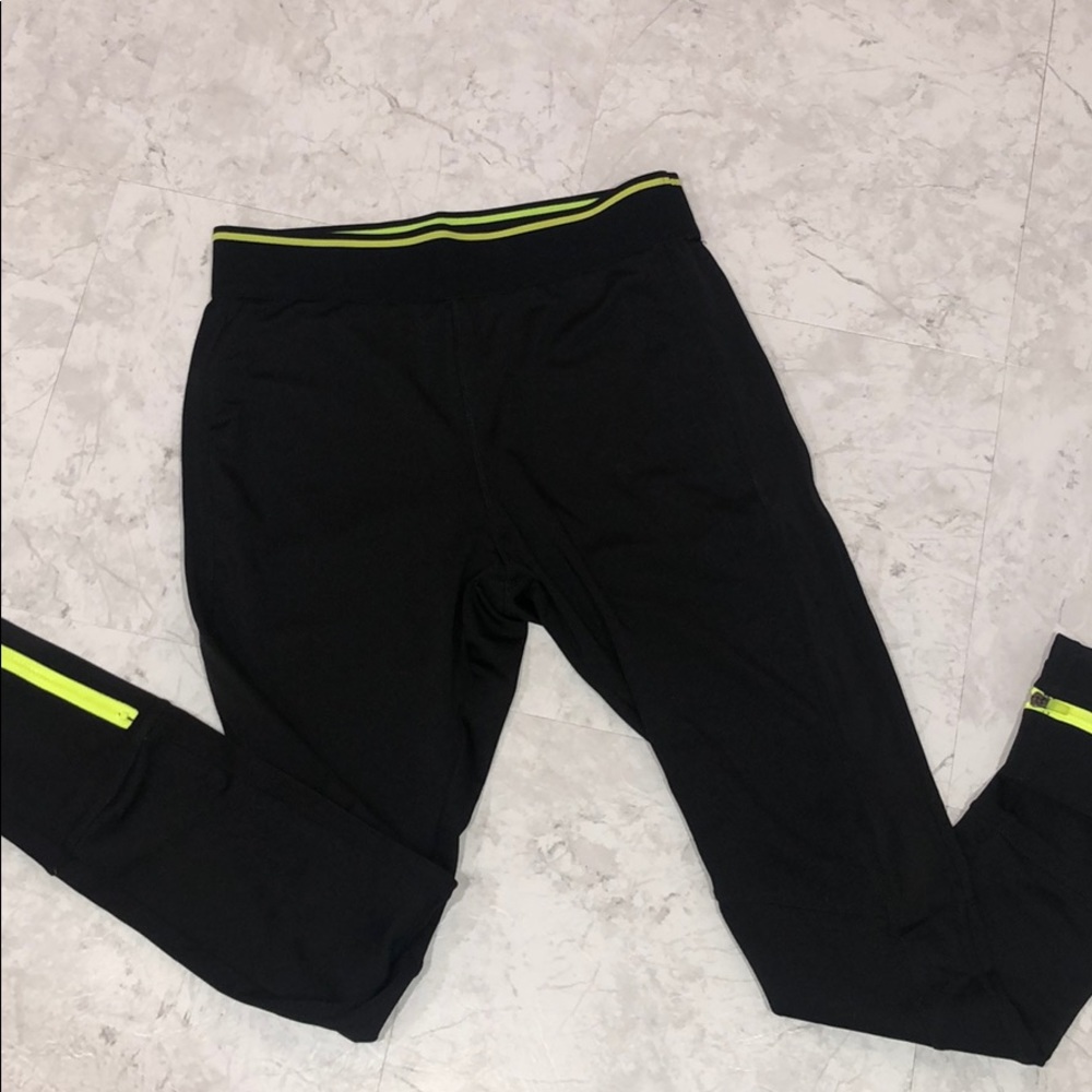 Neon Yellow Detailed Workout Leggings With Zippers